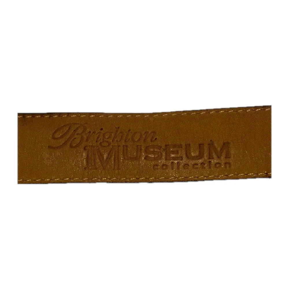 Vintage 90s Brighton Museum Belt Noahs Ark Black Leather Silver Medium  W-27-31